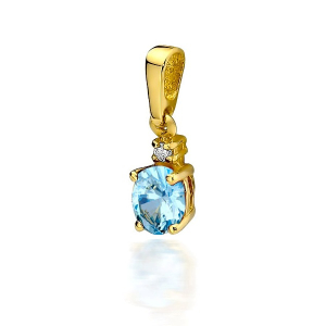 Złota zawieszka z Topazem 0,50ct i brylantem próby 585